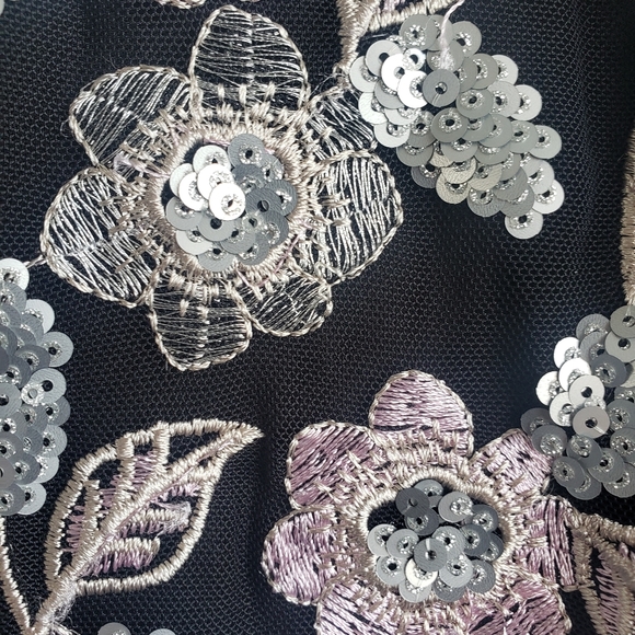 New 1X Plus Size Alex Evenings Floral Sequined Embroidered dressy top shirt - Picture 6 of 8